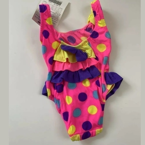 Vintage Deadstock One Piece Bathing Suit Polka Dot - Picture 2 of 3